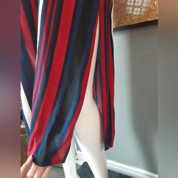 Zara Striped Navy and Red Midi Tunic Dress - Picture 12 of 16